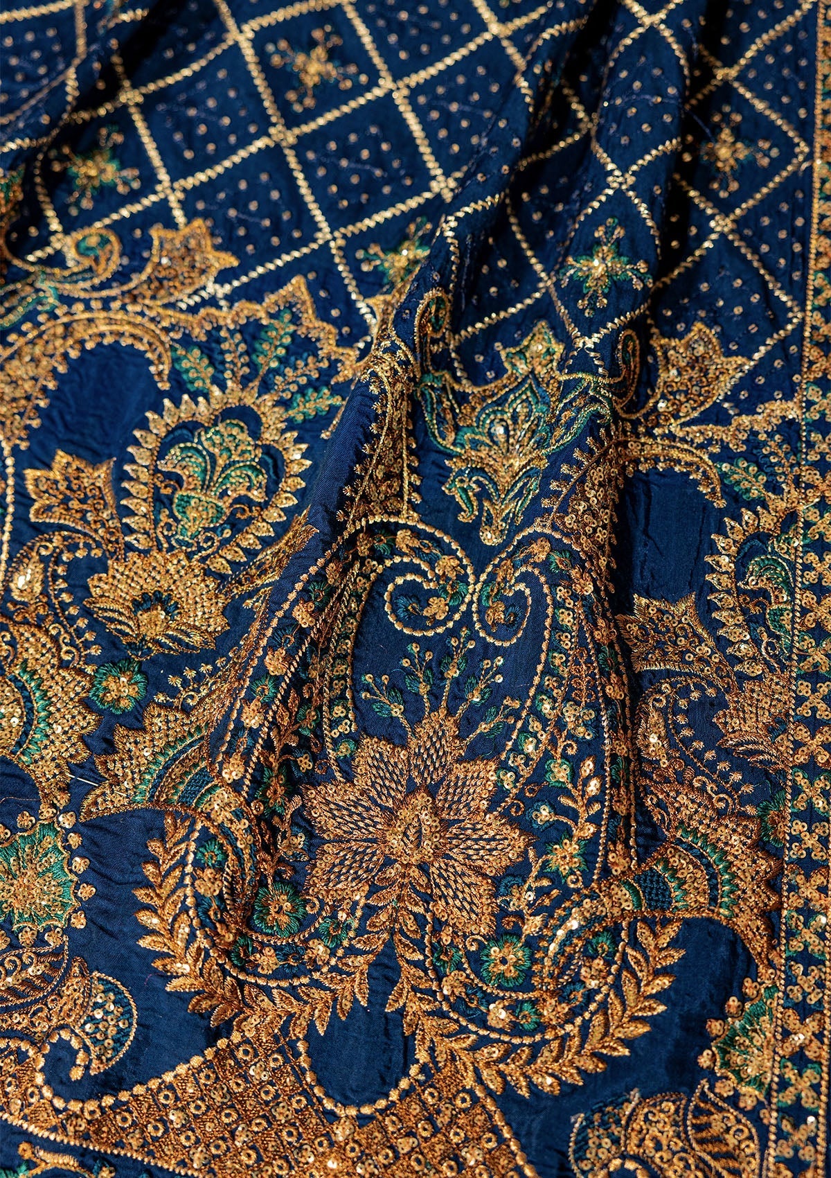WEDDING FESTIVE ’26 VOL. 1 - ROYAL BLUE MEDIUM SILK SHAWL - House Of Hania