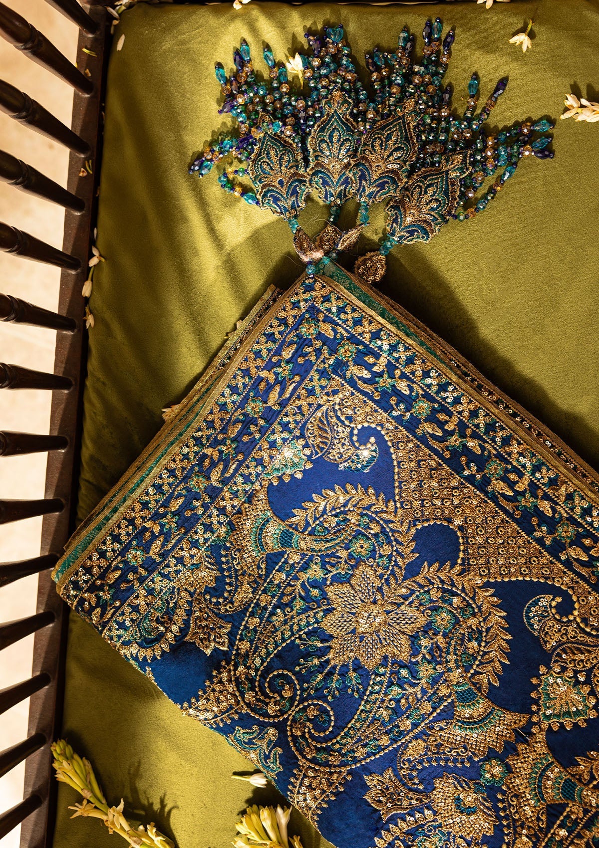 WEDDING FESTIVE ’26 VOL. 1 - ROYAL BLUE MEDIUM SILK SHAWL - House Of Hania