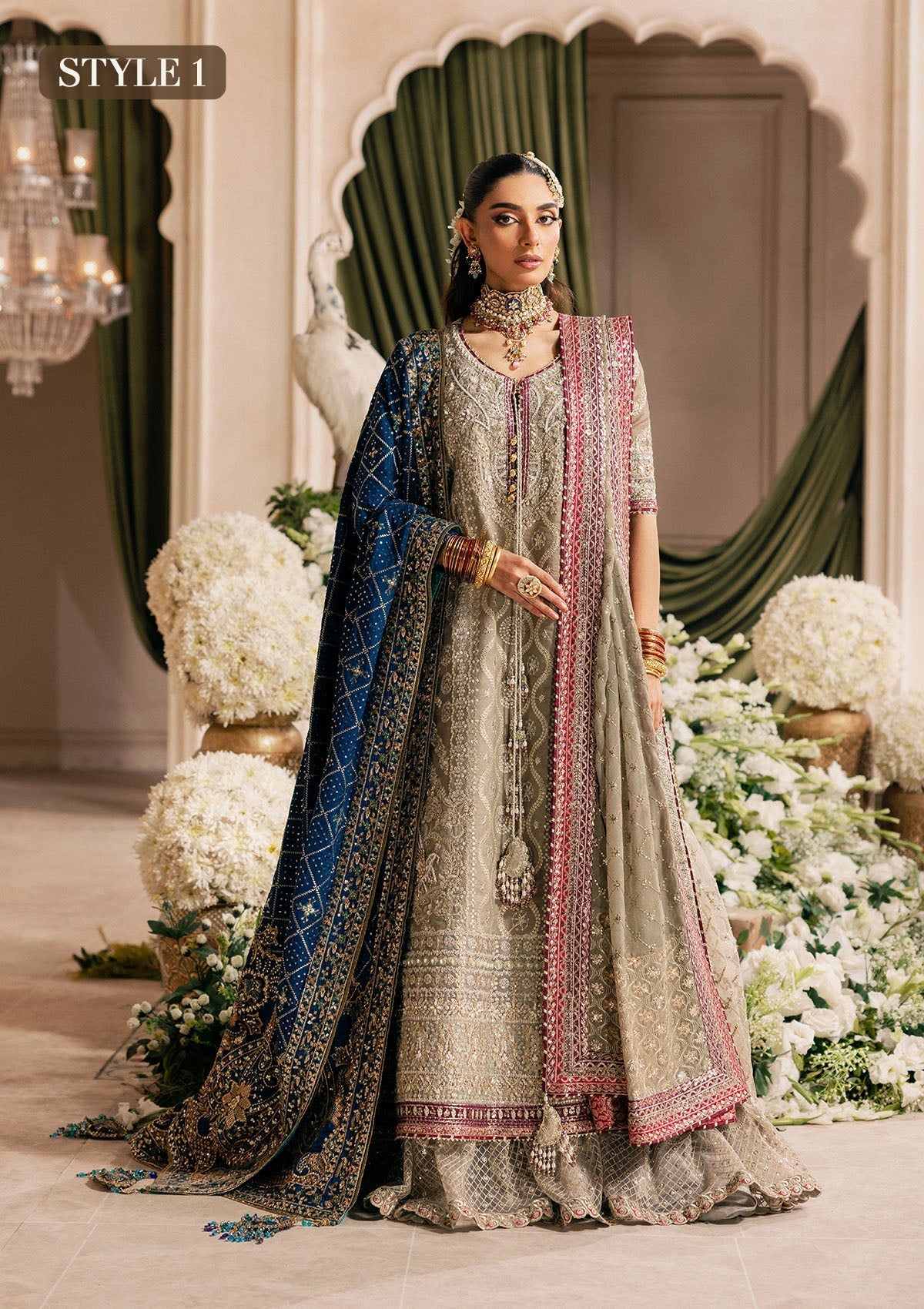 WEDDING FESTIVE ’26 VOL. 1 - ROYAL BLUE MEDIUM SILK SHAWL - House Of Hania