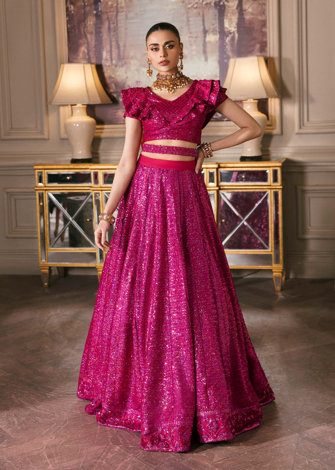 Waqas Shah | Malika - E - Elizabeth | FUCHSIA - House Of Hania
