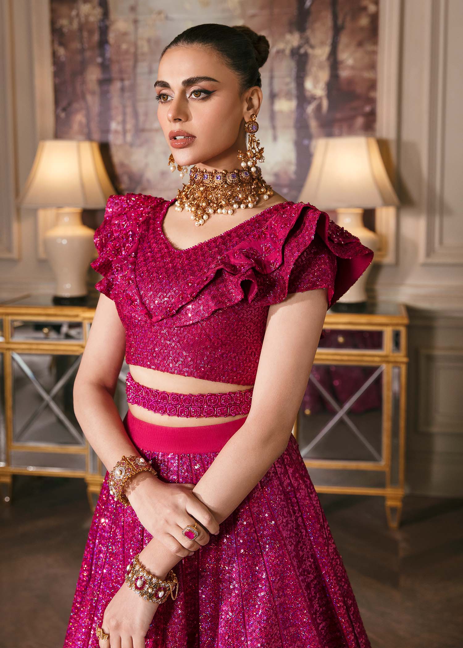 Waqas Shah | Malika - E - Elizabeth | FUCHSIA - House Of Hania