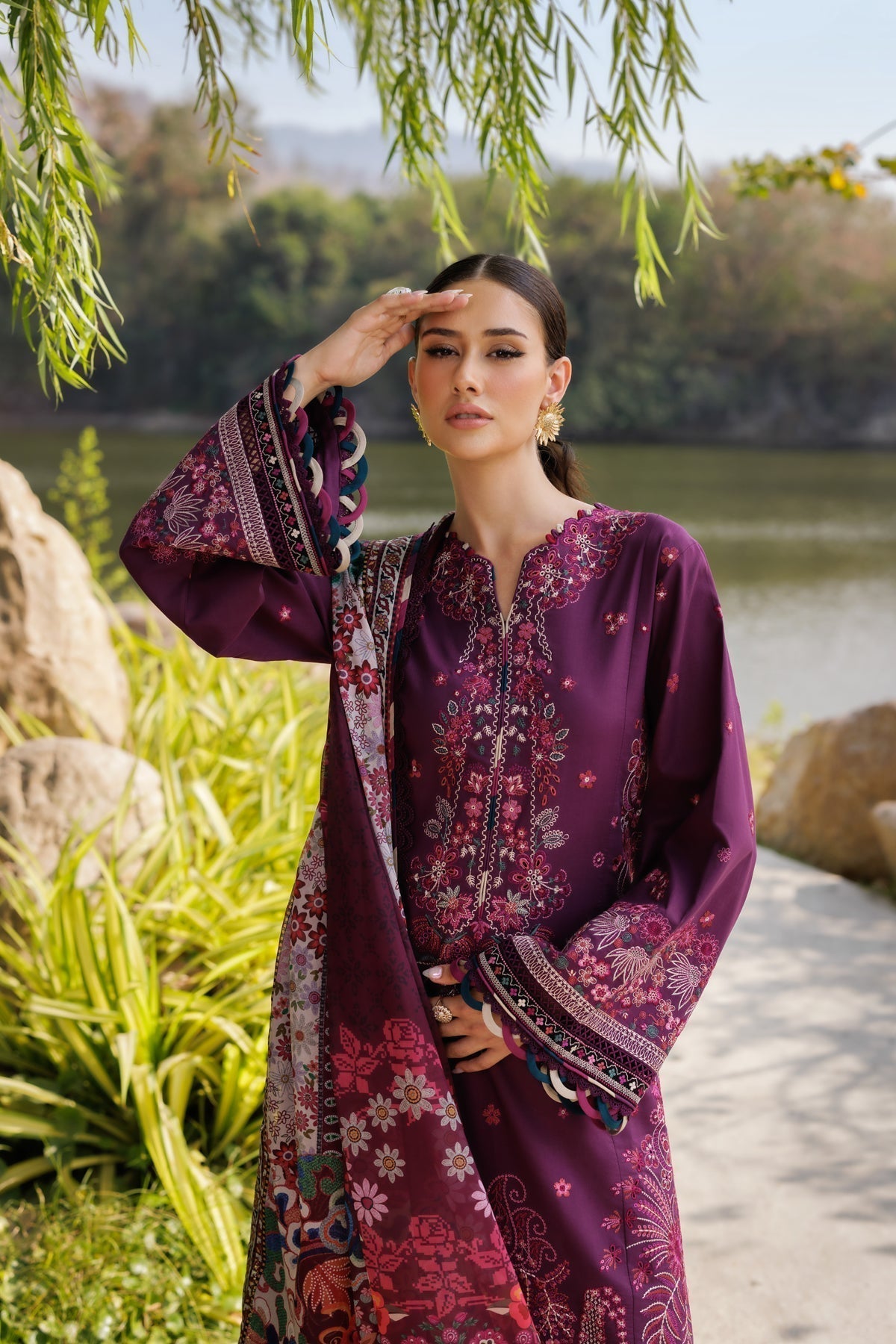 Xenia Formals | Luxury Lawn 25 | VIOLET - House Of Hania