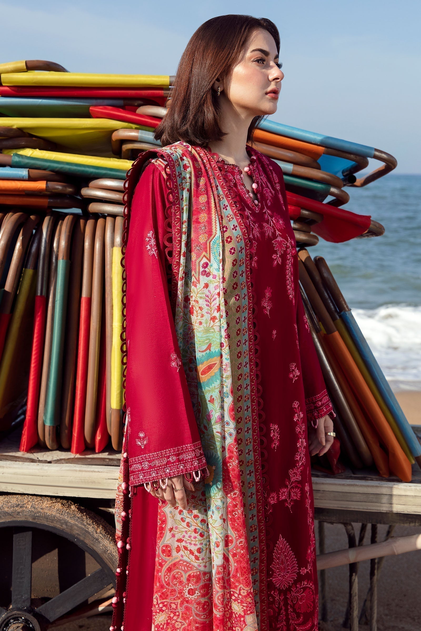 Zaha | Embroidered Lawn Collection | EIRA (ZL23-10 B) - House Of Hania