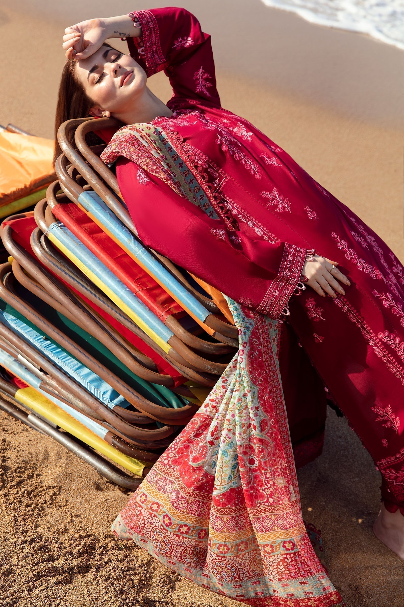 Zaha | Embroidered Lawn Collection | EIRA (ZL23-10 B) - House Of Hania