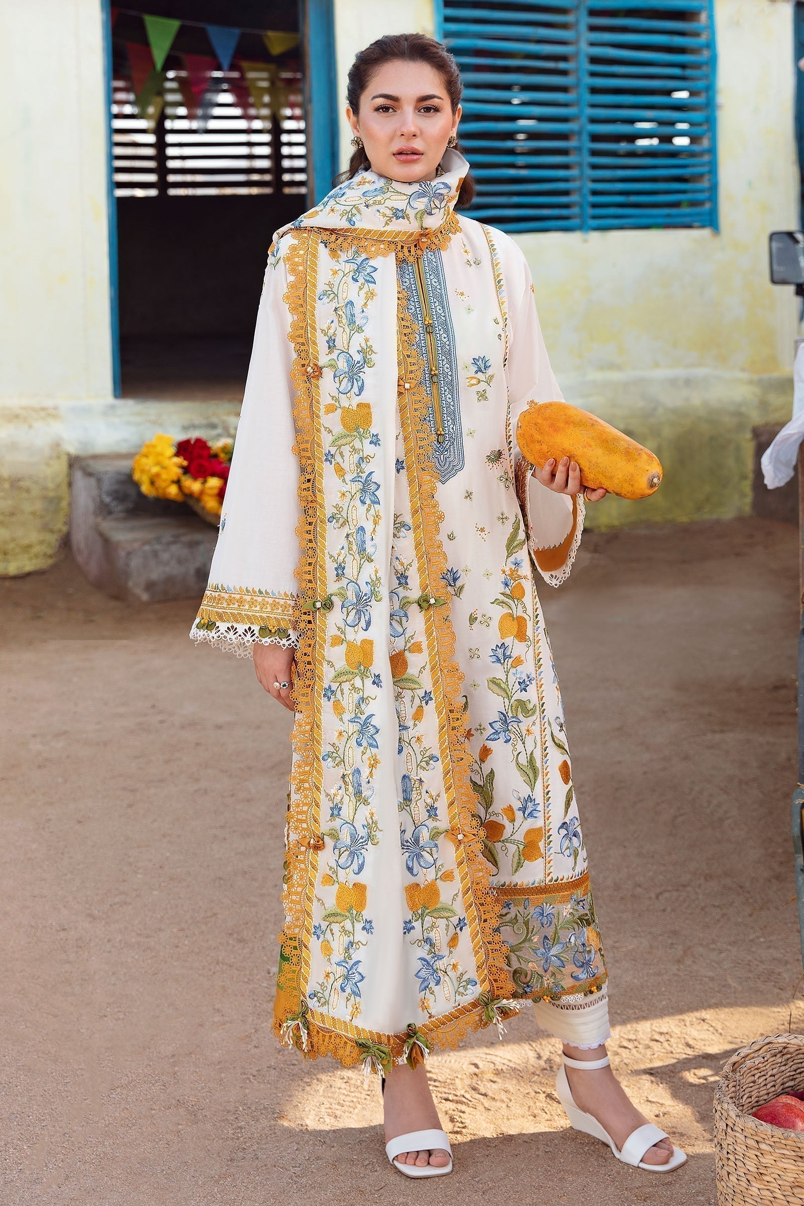 Zaha | Embroidered Lawn Collection | LEYA (ZL23-07 A) - House Of Hania