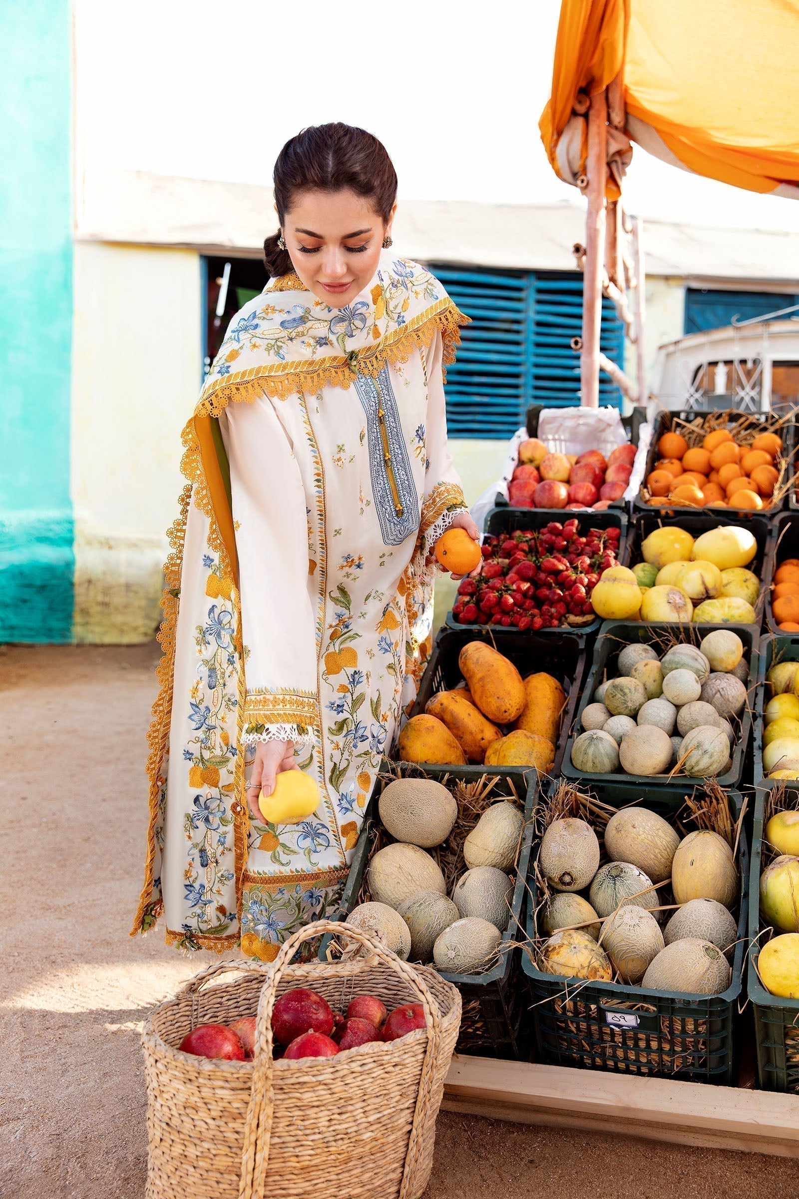 Zaha | Embroidered Lawn Collection | LEYA (ZL23-07 A) - House Of Hania