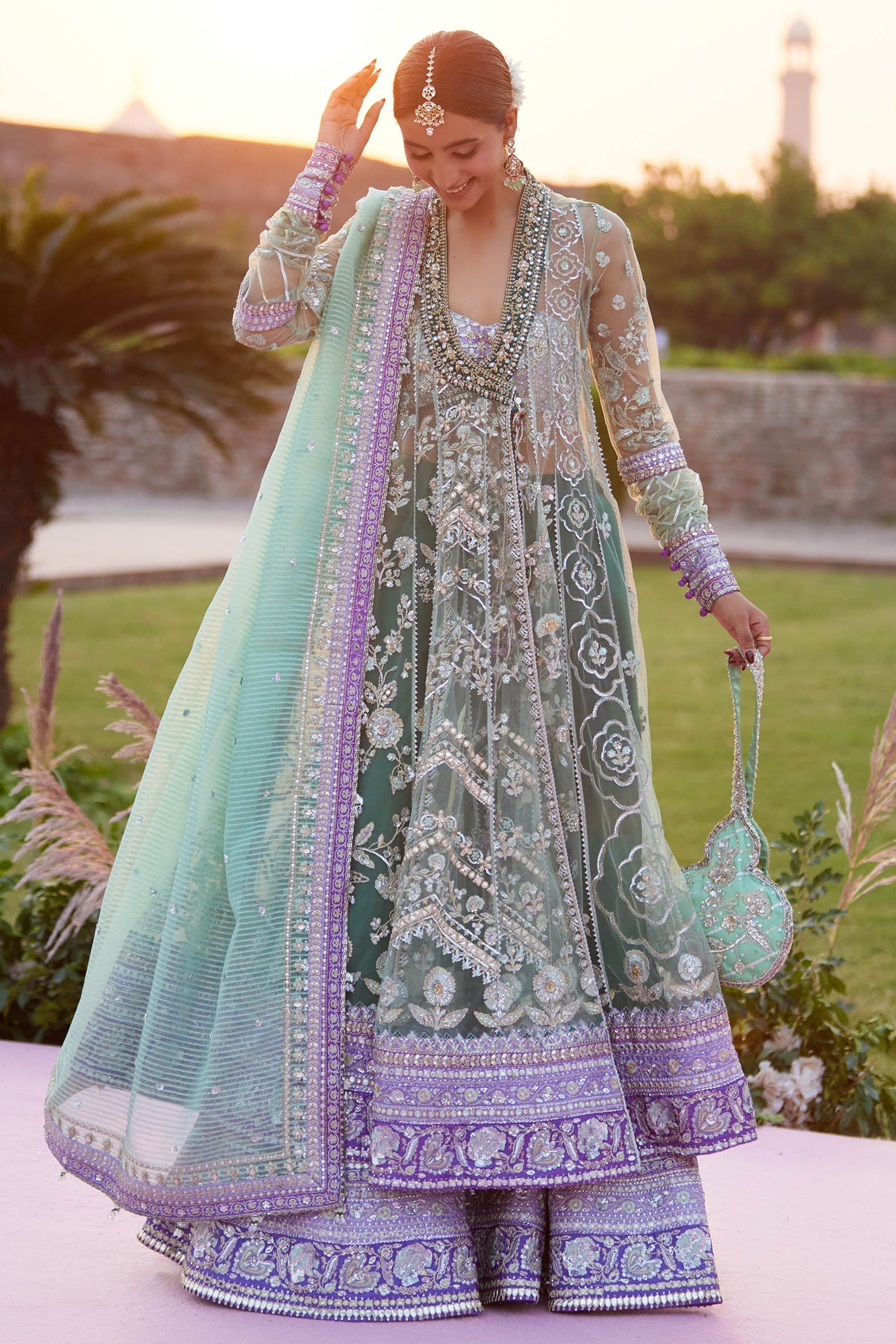 Zaha | Gossamer 25 | ZARQAH-E-PISTACHIO (ZC25-03) - House Of Hania