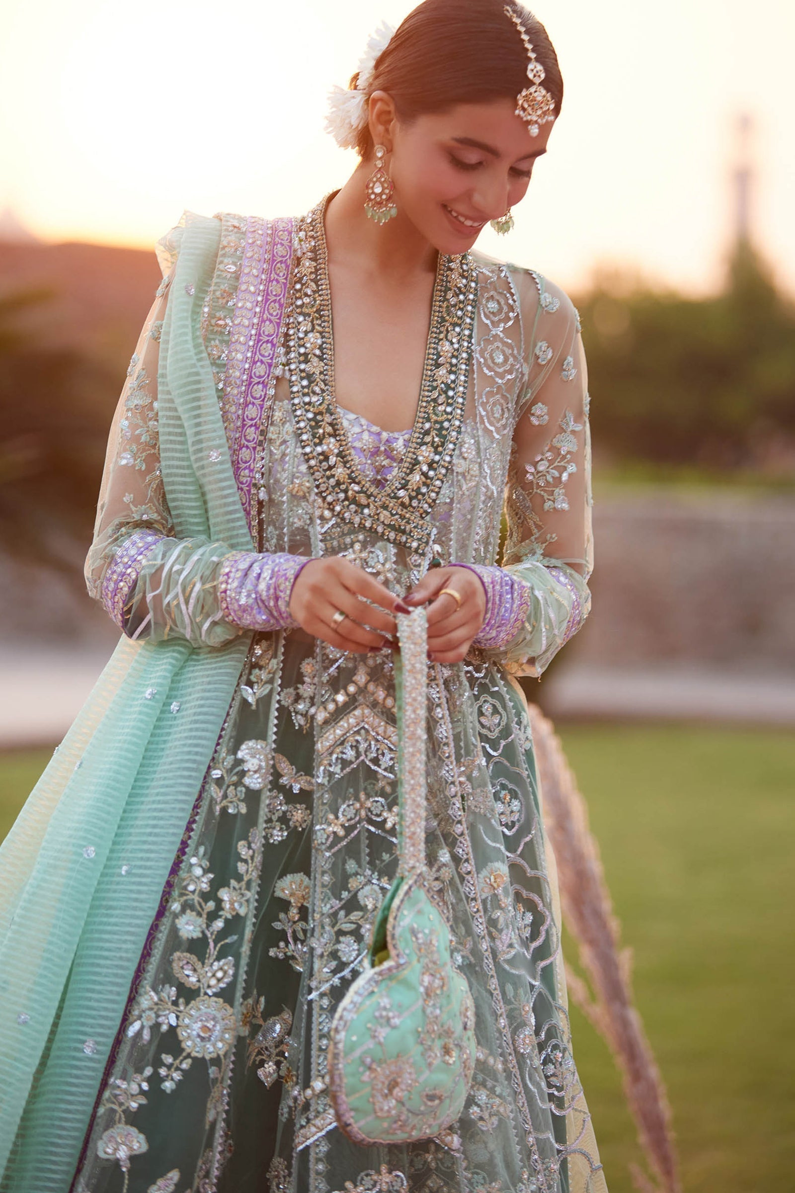 Zaha | Gossamer 25 | ZARQAH-E-PISTACHIO (ZC25-03) - House Of Hania