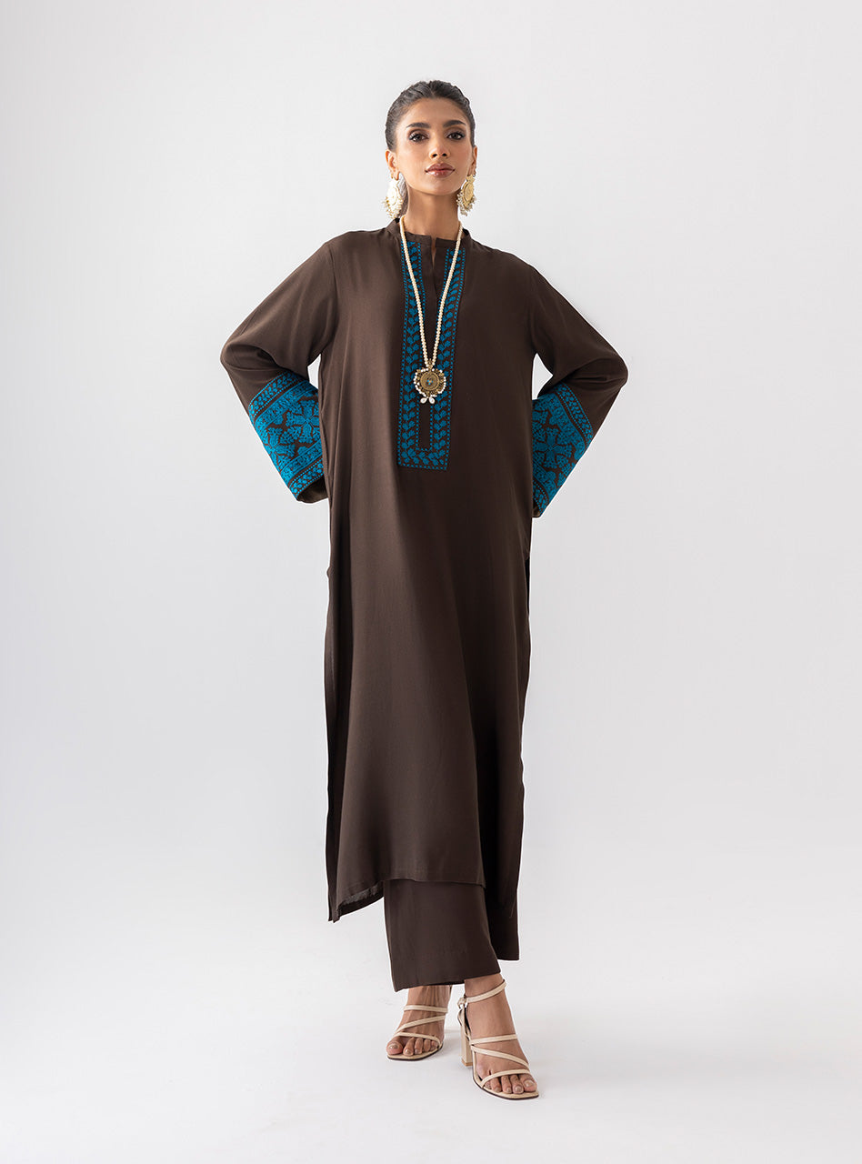 Zainab Chottani | Aara Casual Pret | Dark Chrome - House Of Hania