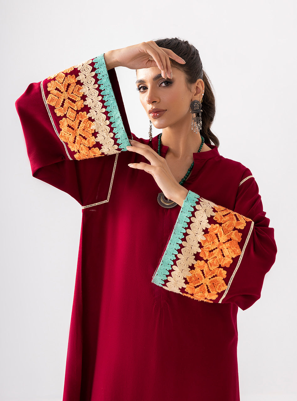 Zainab Chottani | Aara Casual Pret |  Divine Maroon - House Of Hania
