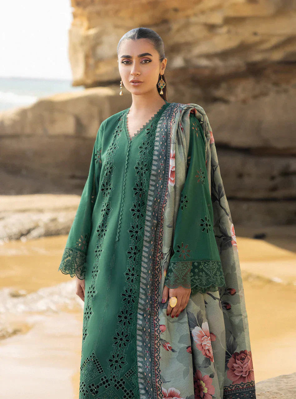 Zainab Chottani Embroidered Chikankari Lawn 3Pc Suit D-01A Aysel - House Of Hania