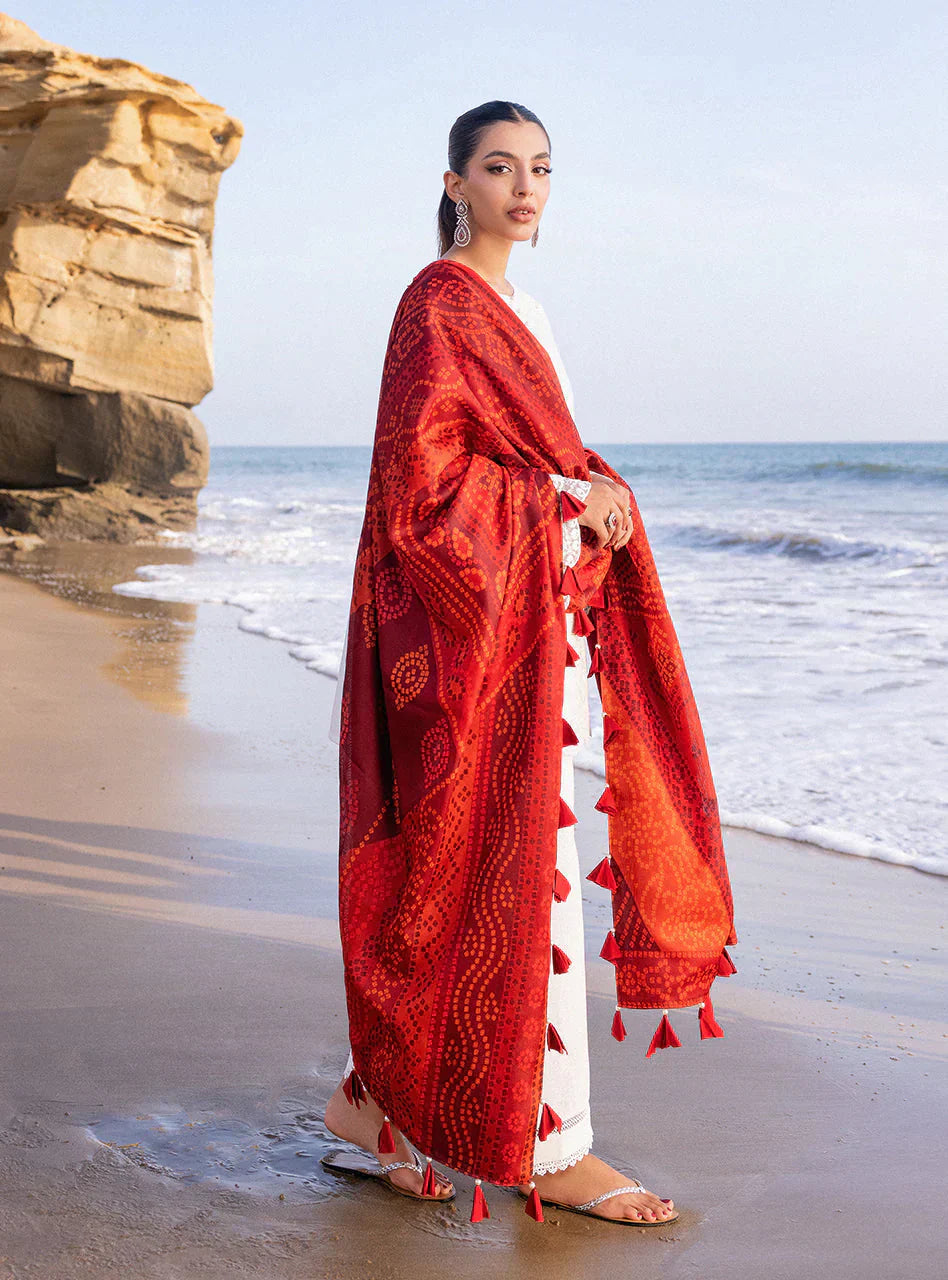 Zainab Chottani Embroidered Chikankari Lawn 3Pc Suit D-03A Chunari - House Of Hania