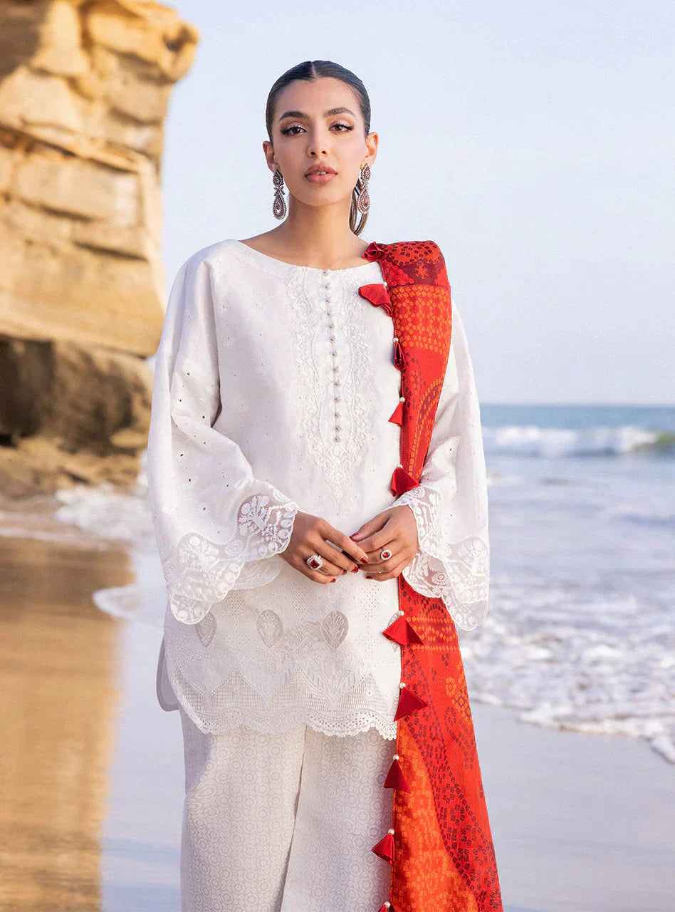 Zainab Chottani Embroidered Chikankari Lawn 3Pc Suit D-03A Chunari - House Of Hania