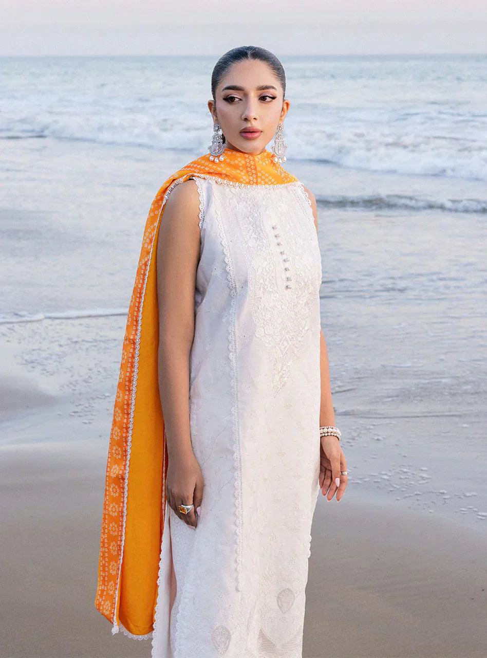 Zainab Chottani Embroidered Chikankari Lawn 3Pc Suit D-03B Chunari - House Of Hania