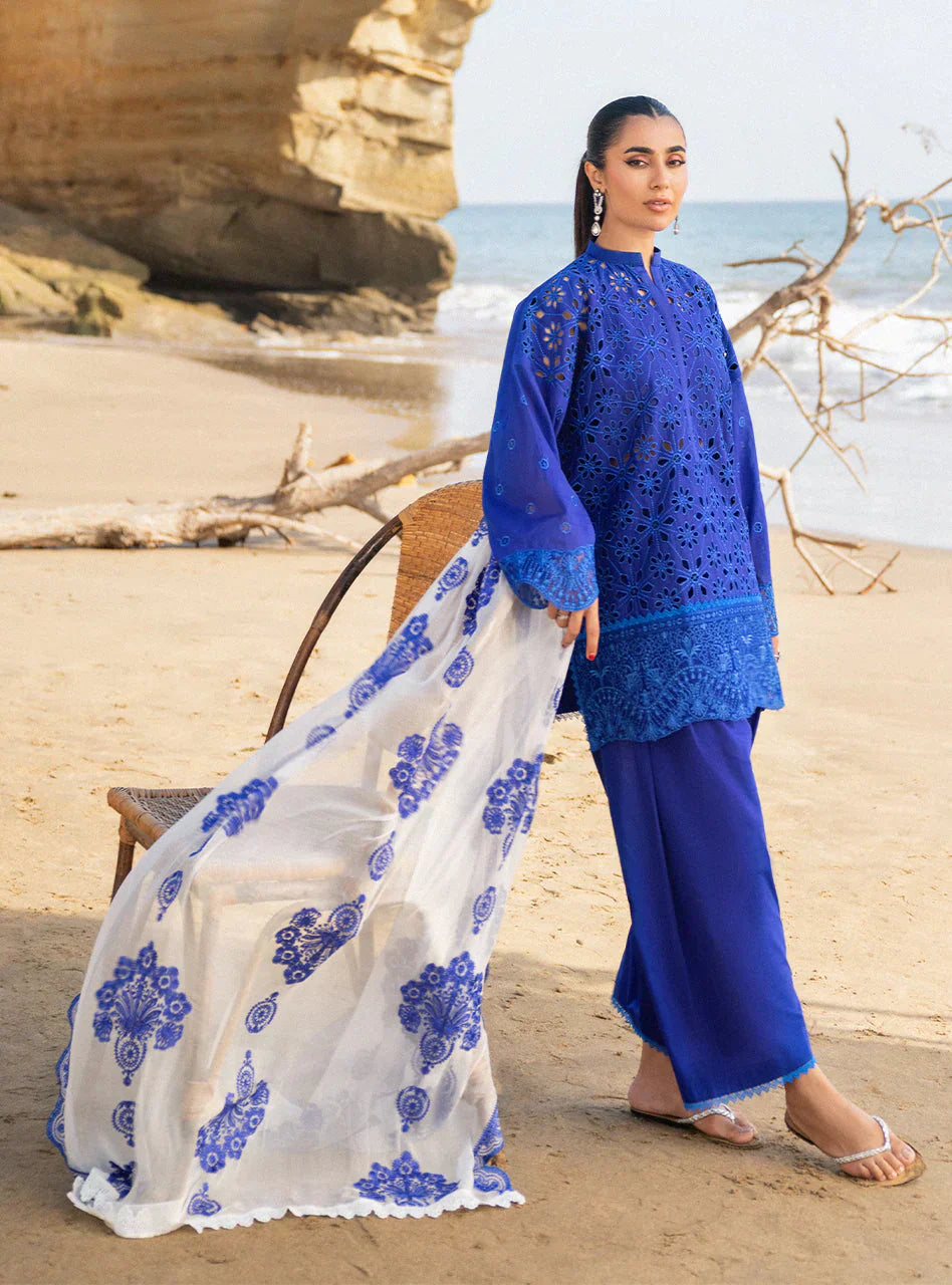 Zainab Chottani Embroidered Chikankari Lawn 3Pc Suit D-07A Motia - House Of Hania