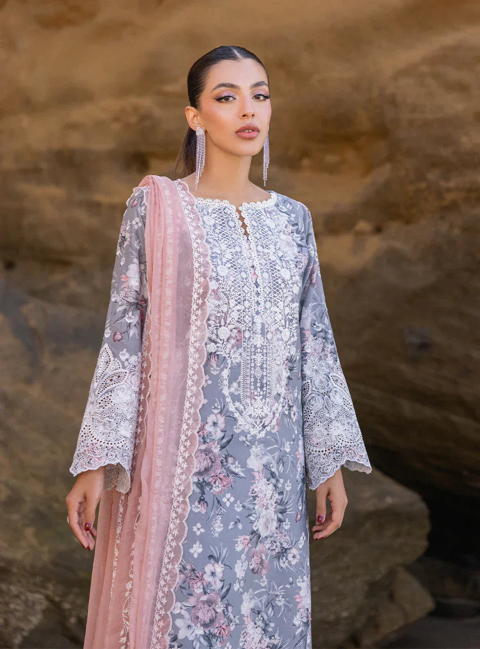 Zainab Chottani Embroidered Chikankari Lawn 3Pc Suit D-10A Lana - House Of Hania