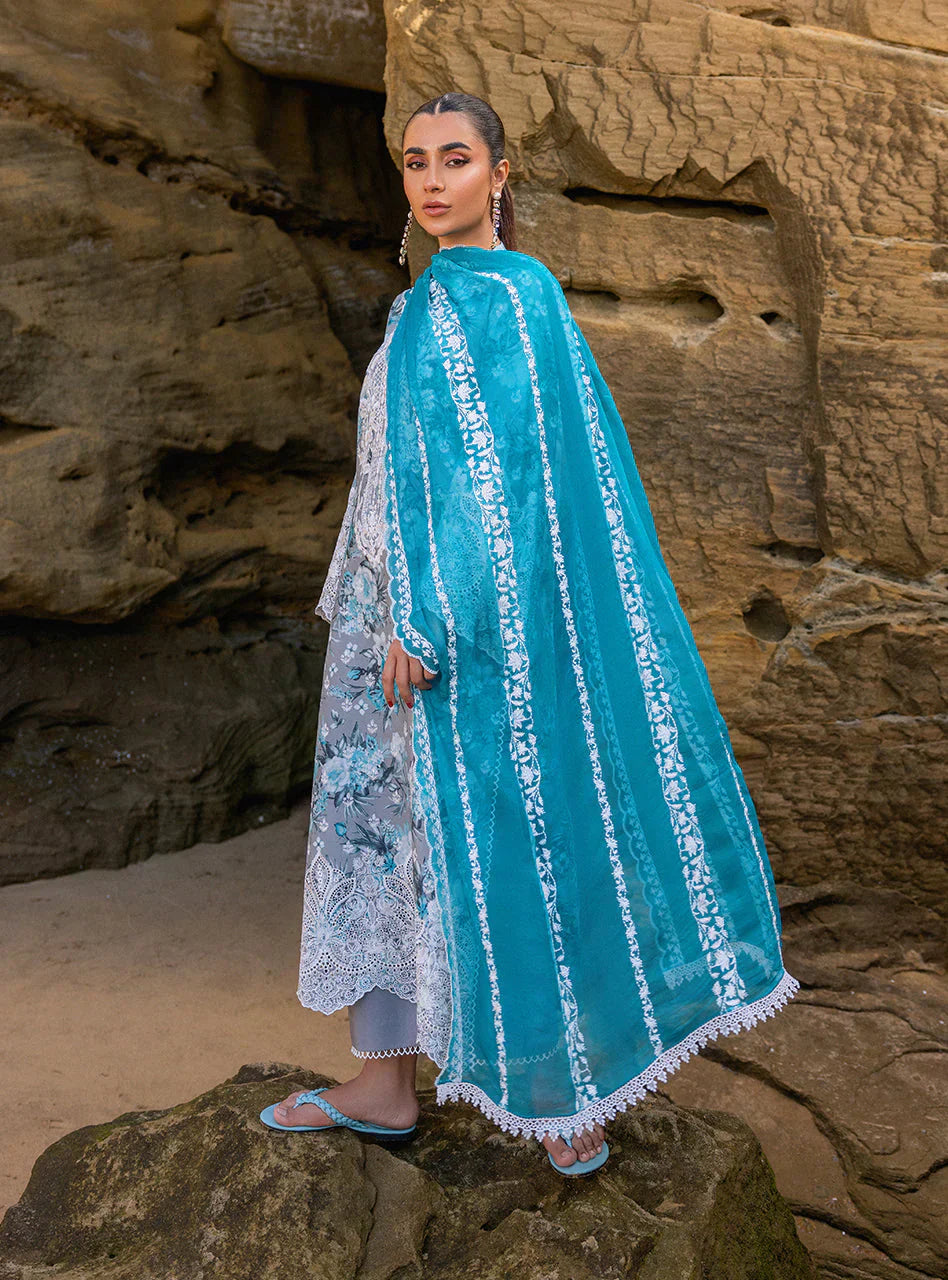 Zainab Chottani Embroidered Chikankari Lawn 3Pc Suit D-10B Lana - House Of Hania