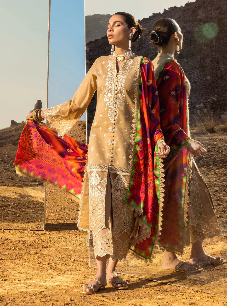 Zainab Chottani Embroidered Chikankari Lawn 3Pc Suit ZC-02A - House Of Hania