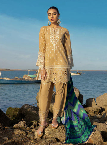 Zainab Chottani Embroidered Chikankari Lawn 3Pc Suit ZC-02B - House Of Hania