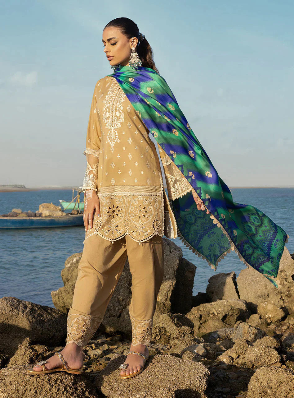 Zainab Chottani Embroidered Chikankari Lawn 3Pc Suit ZC-02B - House Of Hania