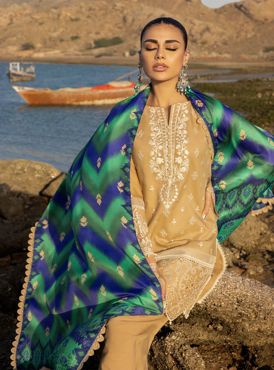 Zainab Chottani Embroidered Chikankari Lawn 3Pc Suit ZC-02B - House Of Hania