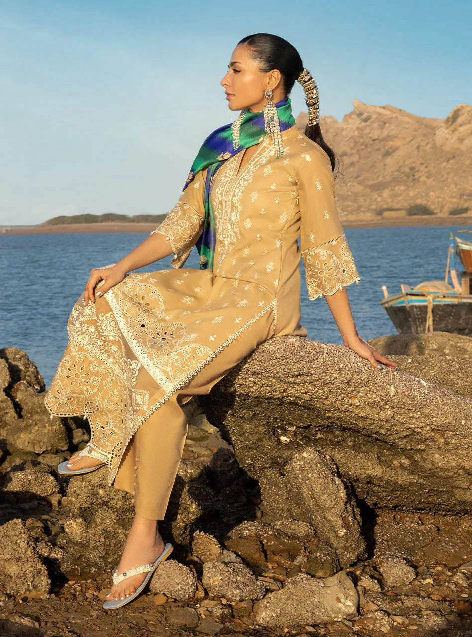 Zainab Chottani Embroidered Chikankari Lawn 3Pc Suit ZC-02B - House Of Hania