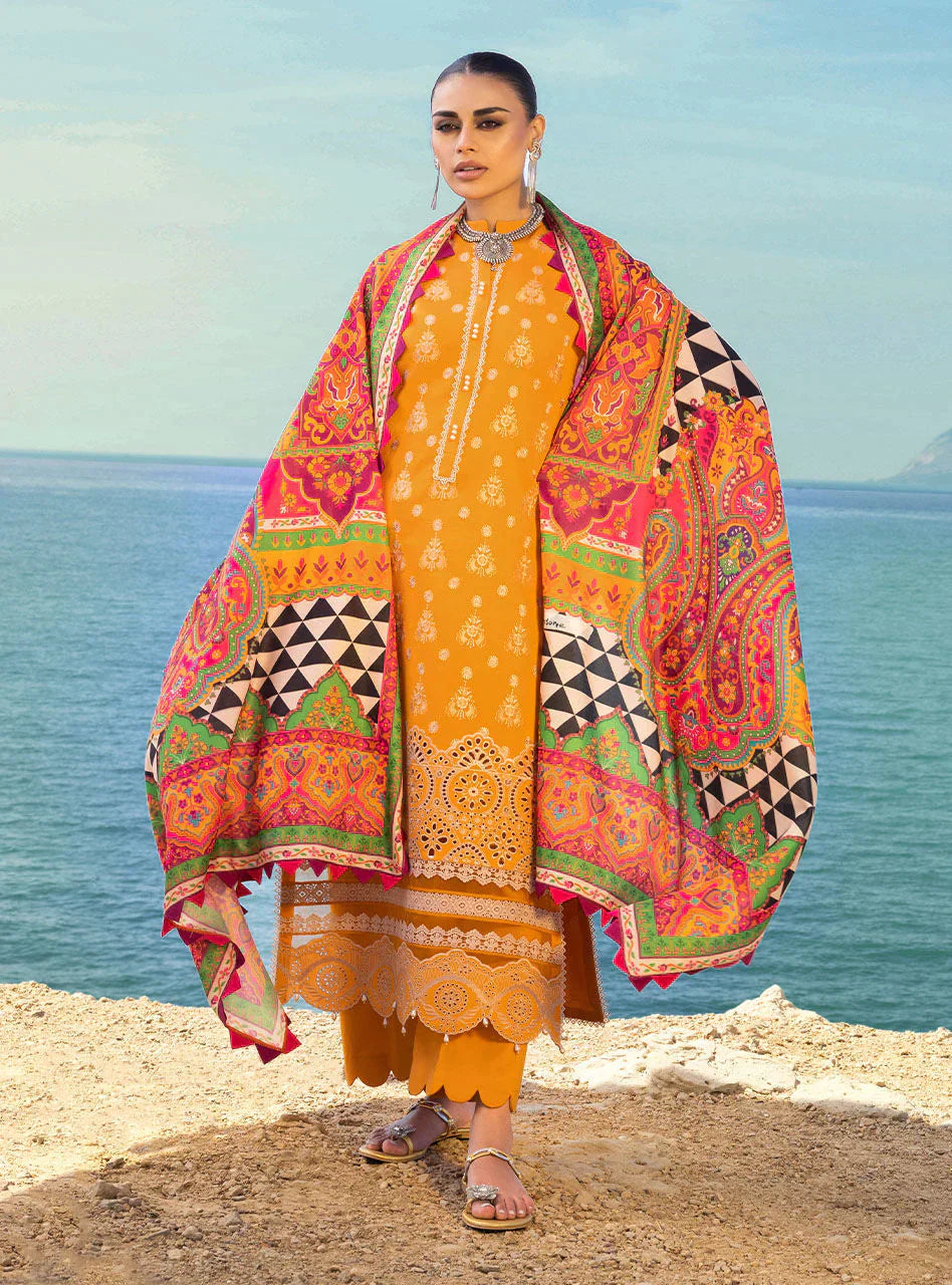 Zainab Chottani Embroidered Chikankari Lawn 3Pc Suit ZC-03A - House Of Hania