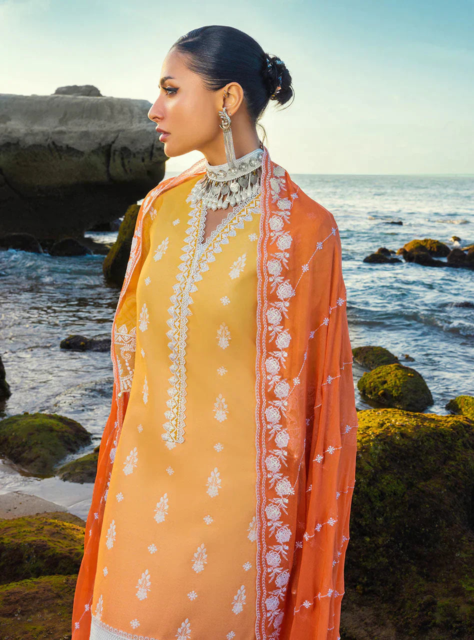 Zainab Chottani Embroidered Chikankari Lawn 3Pc Suit ZC-08B - House Of Hania