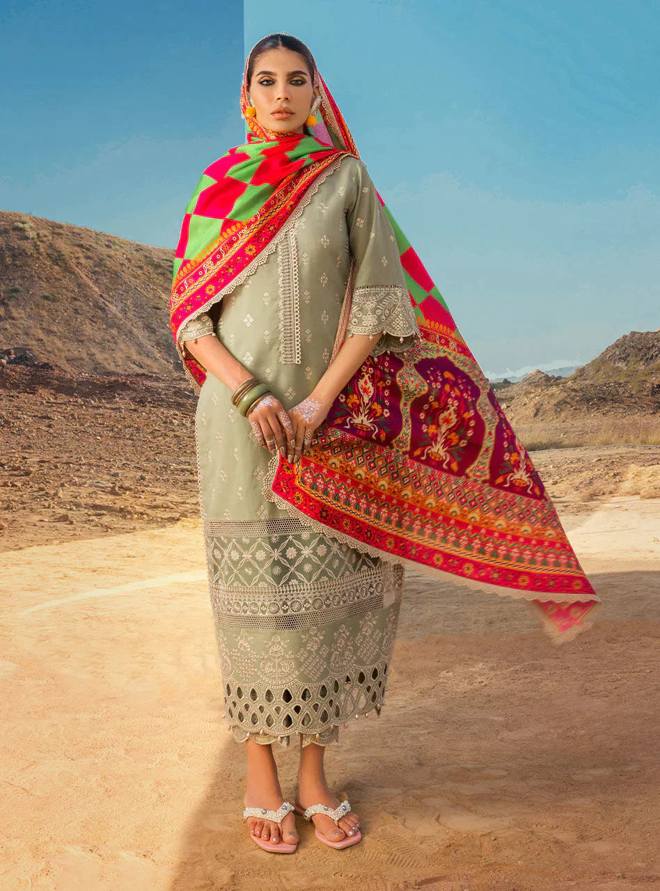 Zainab Chottani Embroidered Chikankari Lawn 3Pc Suit ZC-10B - House Of Hania