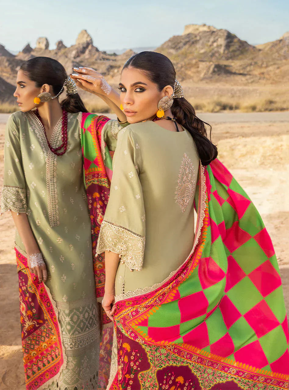 Zainab Chottani Embroidered Chikankari Lawn 3Pc Suit ZC-10B - House Of Hania