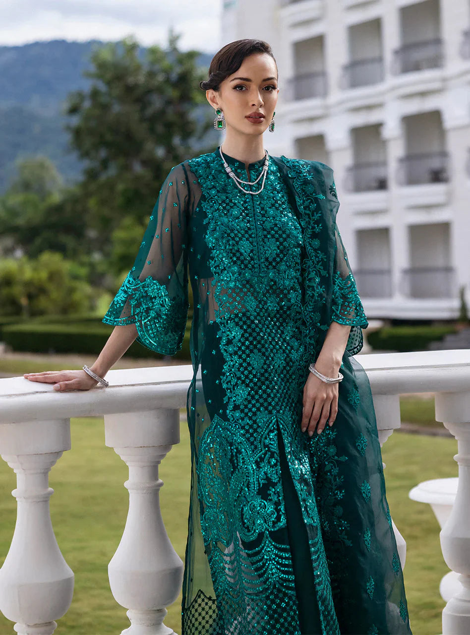 Zainab Chottani Embroidered Organza 3Pc Suit D-01 Zeina - House Of Hania