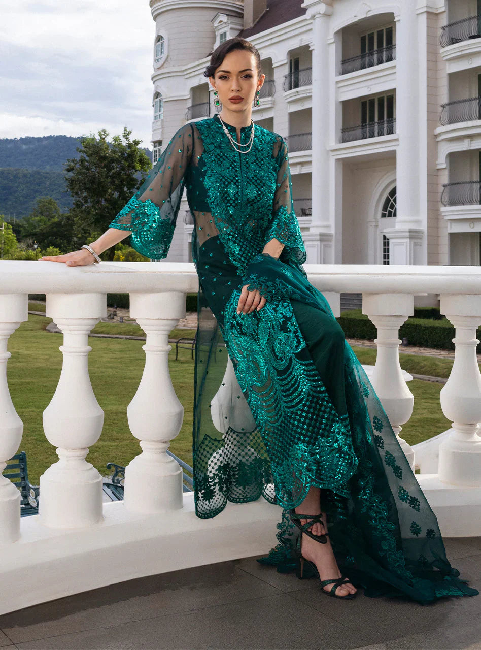 Zainab Chottani Embroidered Organza 3Pc Suit D-01 Zeina - House Of Hania