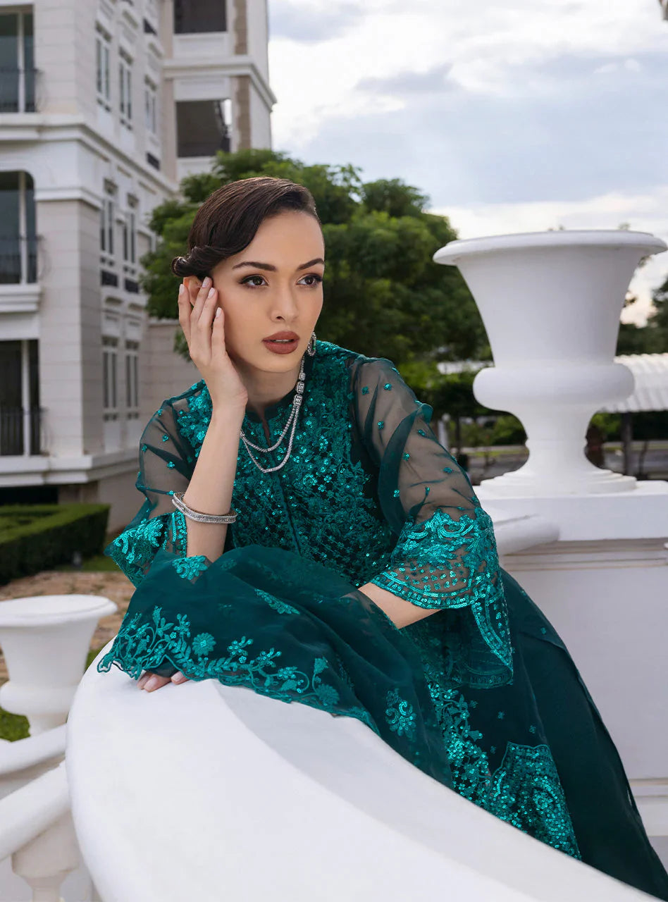 Zainab Chottani Embroidered Organza 3Pc Suit D-01 Zeina - House Of Hania