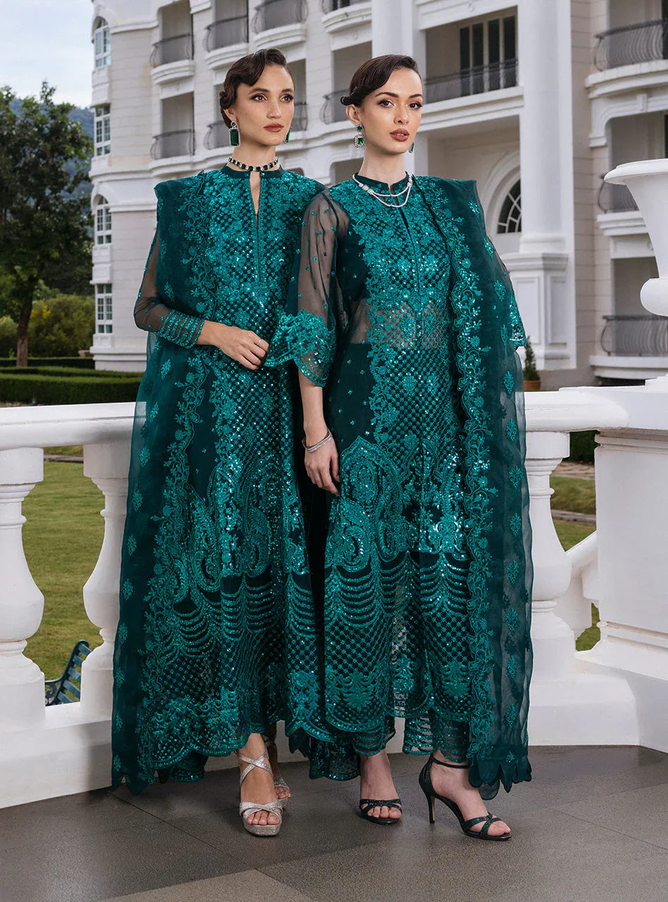 Zainab Chottani Embroidered Organza 3Pc Suit D-01 Zeina - House Of Hania
