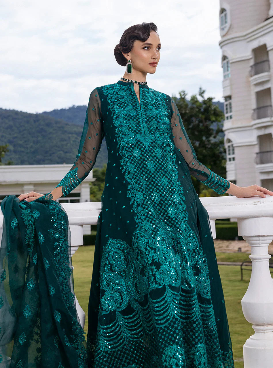 Zainab Chottani Embroidered Organza 3Pc Suit D-01 Zeina - House Of Hania