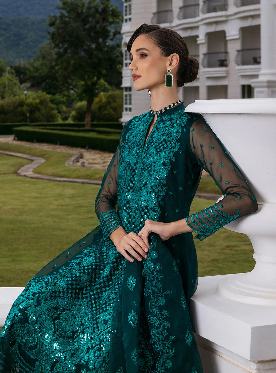 Zainab Chottani Embroidered Organza 3Pc Suit D-01 Zeina - House Of Hania