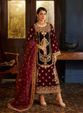 Zainab Chottani Embroidered Velvet 3Pc Suit D-03 ZIBA - House Of Hania