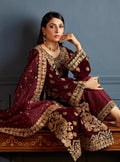 Zainab Chottani Embroidered Velvet 3Pc Suit D-03 ZIBA - House Of Hania