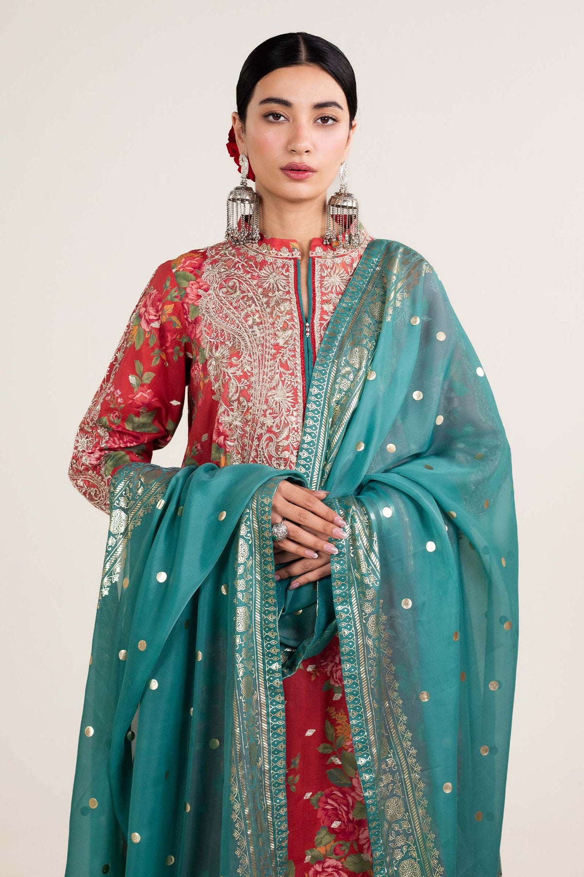 Zara Shahjahan | Stitched Lawn 24 | SL-PHOOL KARI-13B - House Of Hania