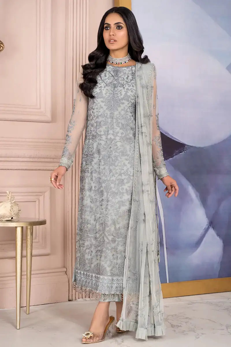 Zarif | Afreen Formals | ZA 02 STEEL GREY - House Of Hania