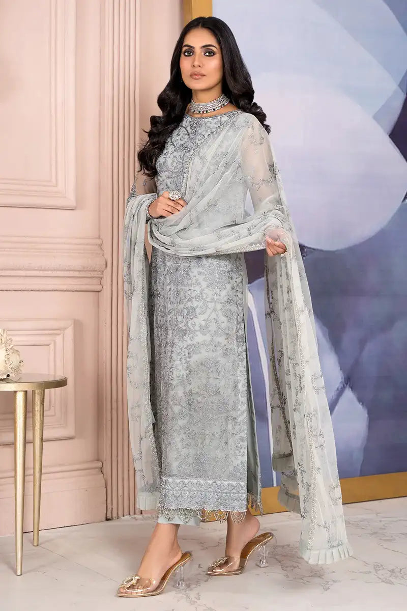 Zarif | Afreen Formals | ZA 02 STEEL GREY - House Of Hania