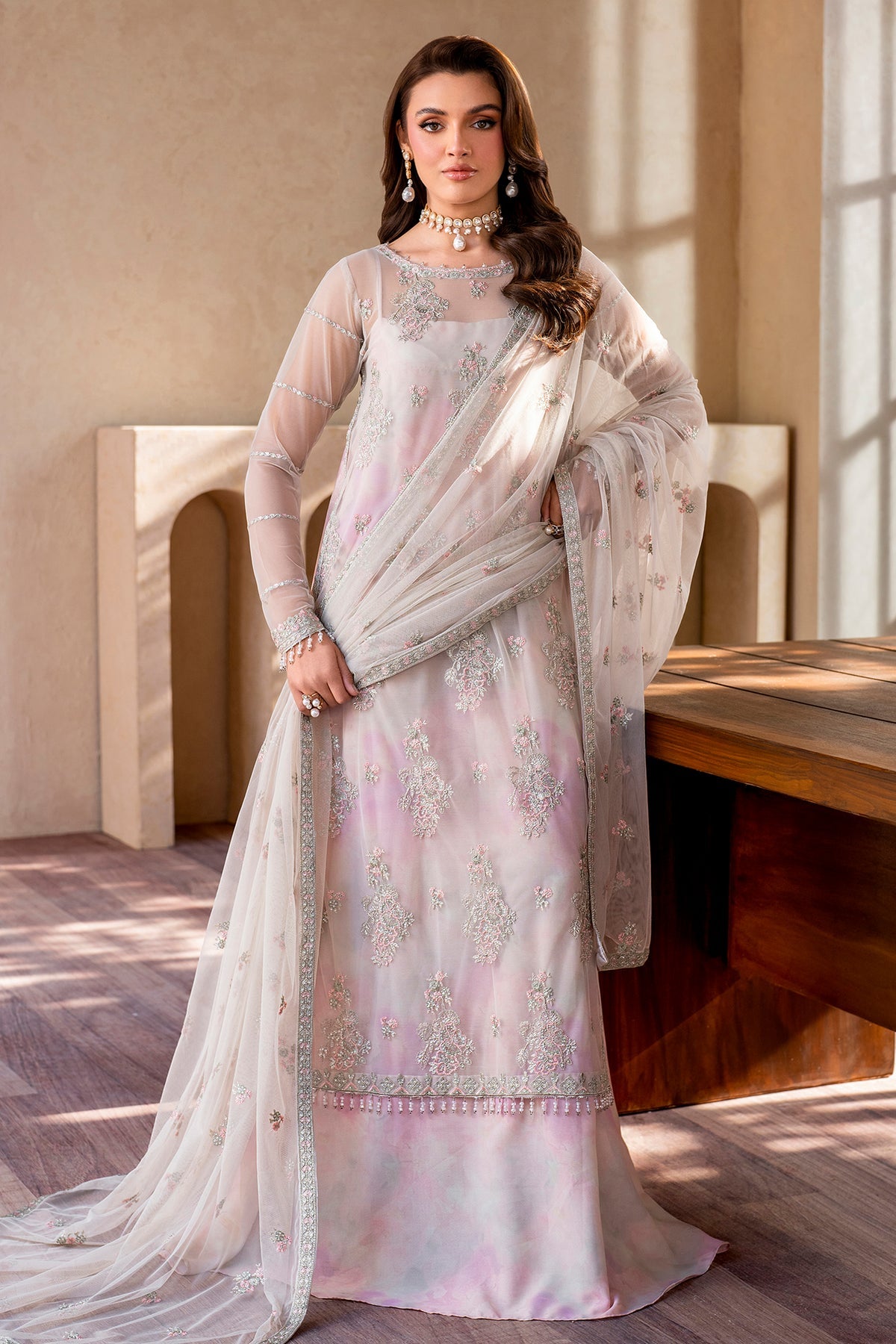 Zarif | Iris Printed Embroidered Edit 24 |  ORCHID - House Of Hania
