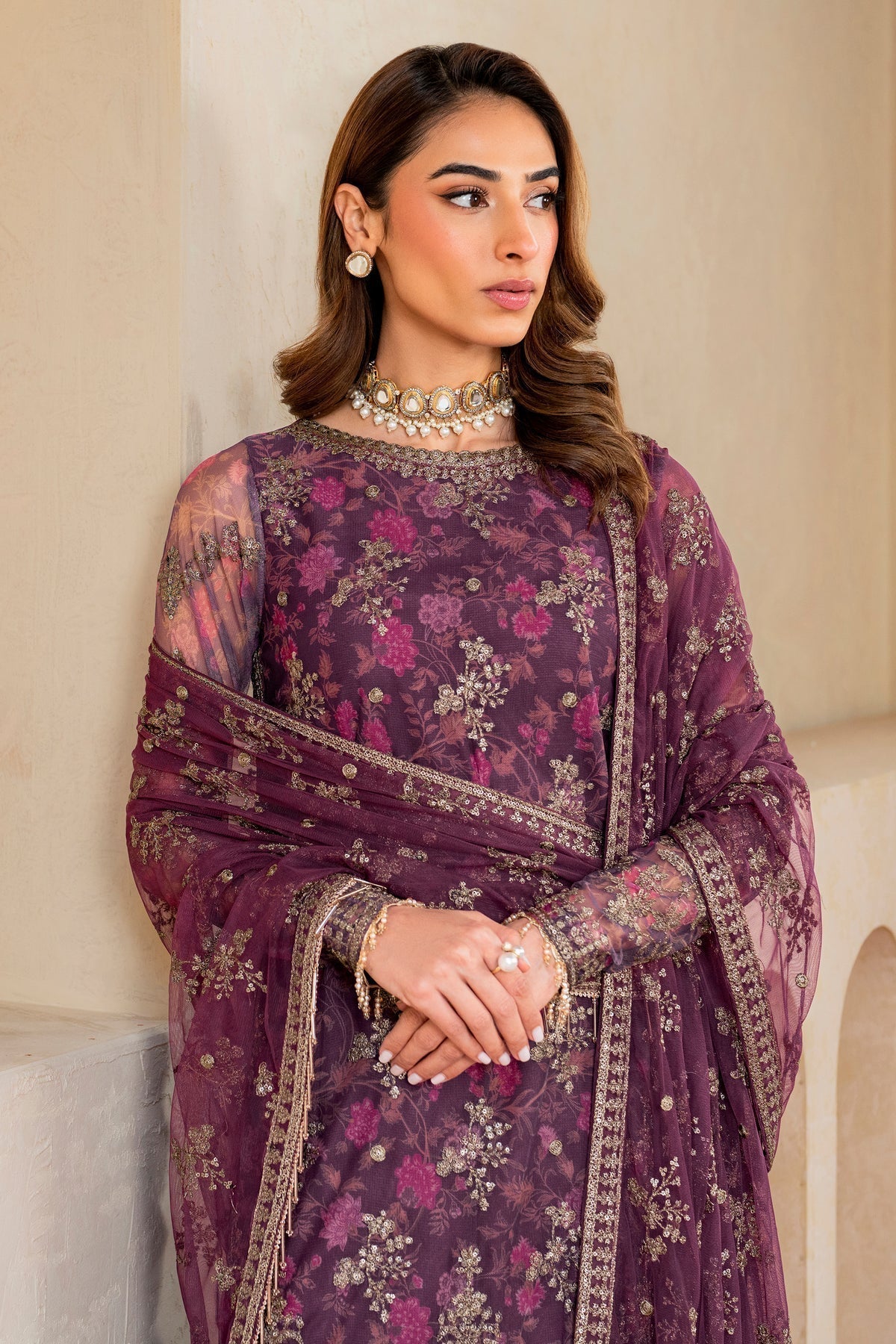 Zarif | Iris Printed Embroidered Edit 24 |  SALVIA - House Of Hania