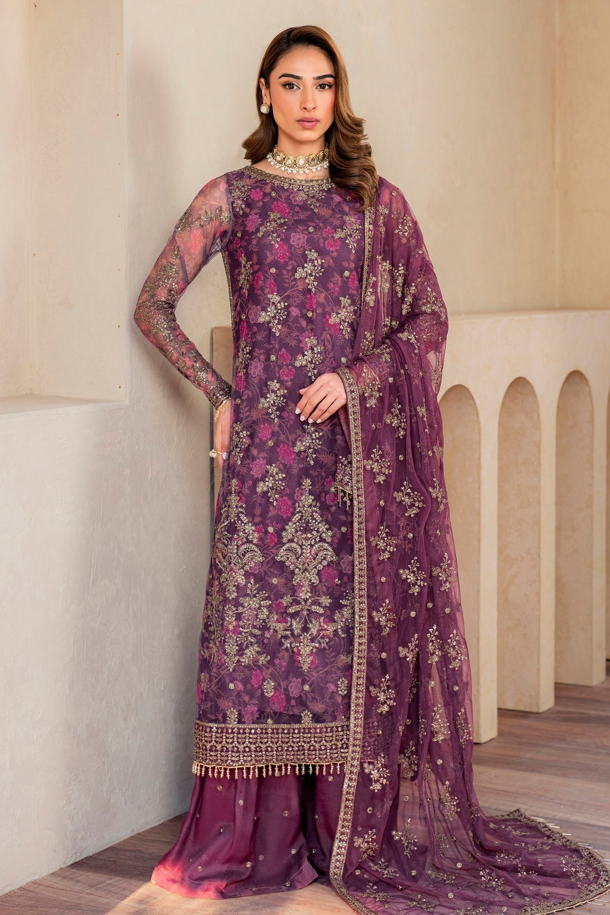 Zarif | Iris Printed Embroidered Edit 24 |  SALVIA - House Of Hania