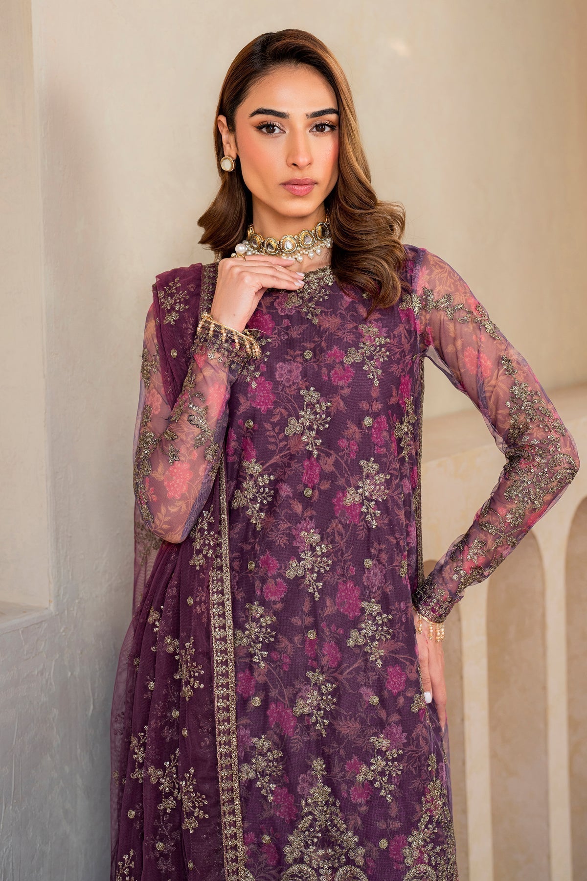 Zarif | Iris Printed Embroidered Edit 24 |  SALVIA - House Of Hania