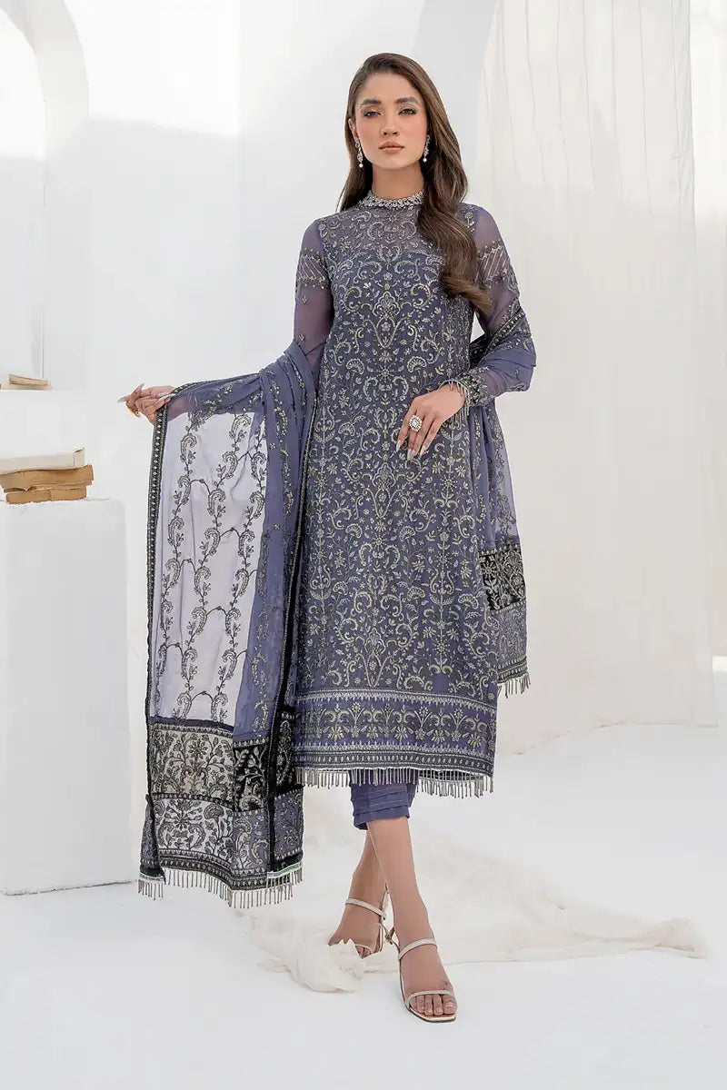 Zarif | LA CELESTE LUXURY Formals | ZLC 08 DUSTY TEAL - House Of Hania
