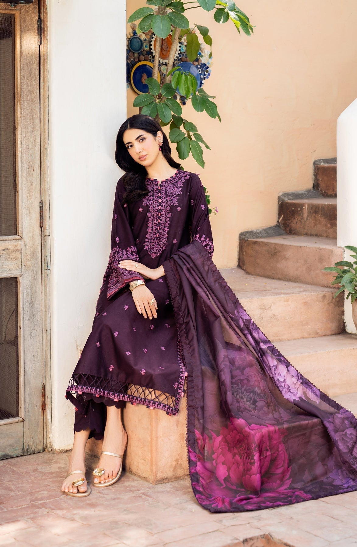 Zarif | Nura Textured Lawn 25 | FAHA - House Of Hania