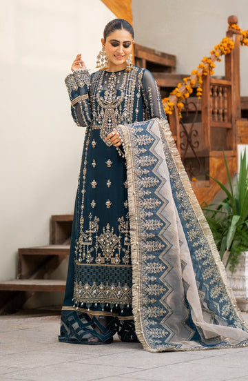 Zarin by Eleshia Embroidered Bamber 3Pc Suit D-06 Mayura - House Of Hania