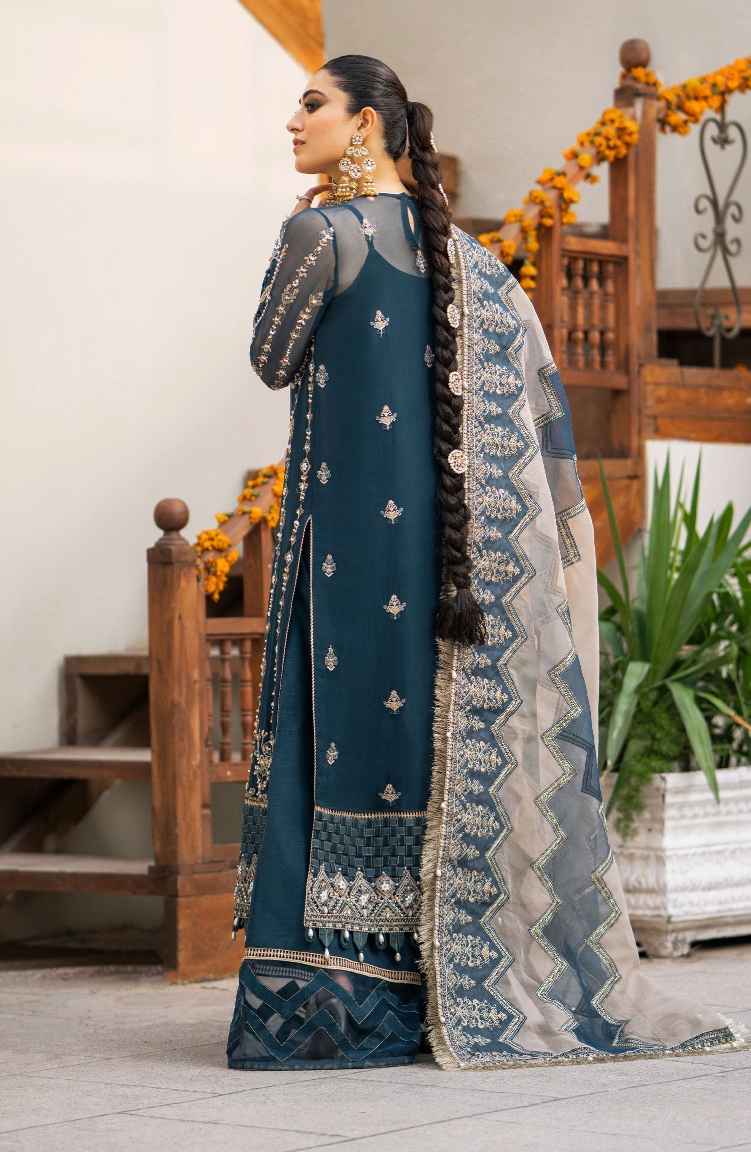 Zarin by Eleshia Embroidered Bamber 3Pc Suit D-06 Mayura - House Of Hania