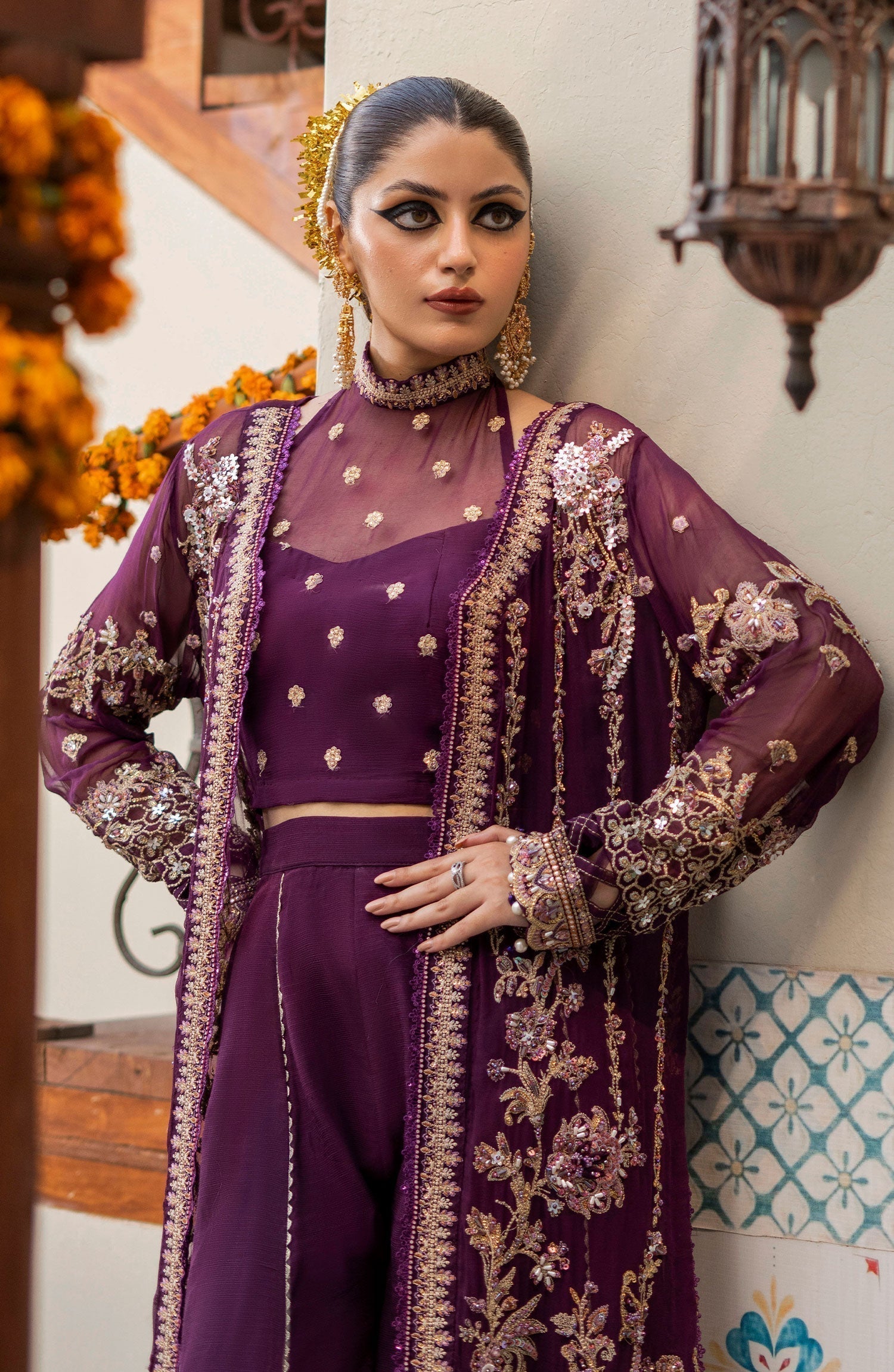 Zarin by Eleshia Embroidered Bamber 3Pc Suit D-07 Medea - House Of Hania